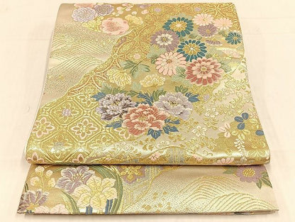 平和屋着物◎六通柄袋帯 唐織 花丸文 金糸 正絹 逸品 AAAI5270Bsw