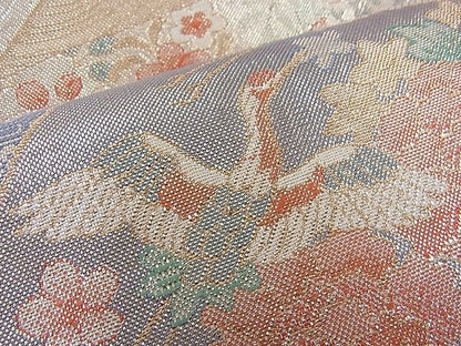 平和屋着物◎宝珠本佐賀錦 六通柄袋帯 ヱ霞遠山鶴花文 九百錦 金糸 逸品 BAAH4008ea