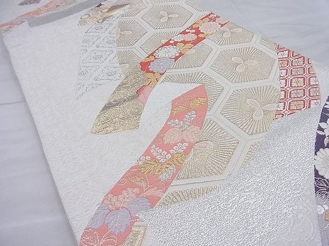 平和屋着物◎六通柄袋帯 唐織 熨斗亀甲花文 金糸 逸品 BAAH4011ea
