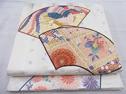 平和屋着物◎六通柄袋帯 唐織 鳳凰地紙花唐草文 金銀糸 逸品 BAAH4030ea