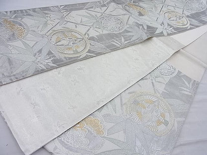 平和屋着物◎佐賀錦 六通柄袋帯 唐織 双鶴笹松丸文 金銀糸 逸品 BAAH4071ea