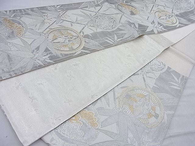 平和屋着物◎佐賀錦 六通柄袋帯 唐織 双鶴笹松丸文 金銀糸 逸品 BAAH4071ea