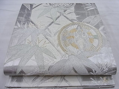 平和屋着物◎佐賀錦 六通柄袋帯 唐織 双鶴笹松丸文 金銀糸 逸品 BAAH4071ea