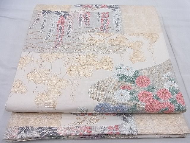 平和屋着物◎六通柄袋帯 唐織 光悦匠模様 金糸 逸品 BAAH4143ea