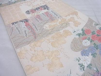 平和屋着物◎六通柄袋帯 唐織 光悦匠模様 金糸 逸品 BAAH4143ea