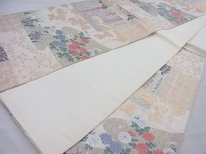平和屋着物◎六通柄袋帯 唐織 光悦匠模様 金糸 逸品 BAAH4143ea