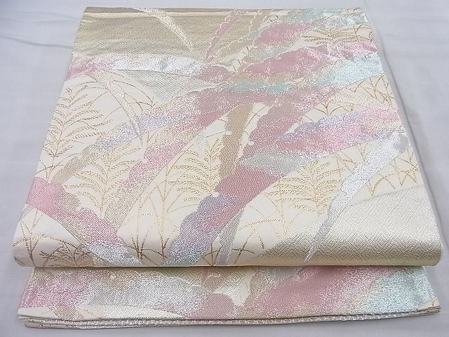 平和屋着物◎六通柄袋帯 雪芝文様 金銀糸 逸品 BAAH4168ea