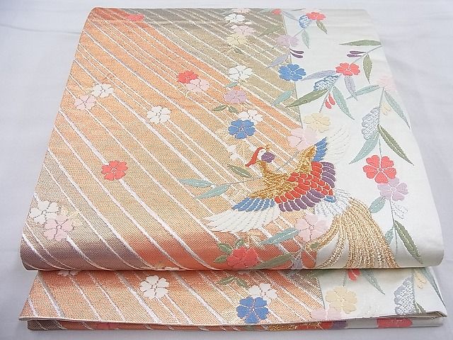 平和屋着物◎六通柄袋帯 唐織 鳳凰枝垂れ桜 金銀糸 逸品 BAAH4164ea