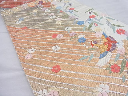 平和屋着物◎六通柄袋帯 唐織 鳳凰枝垂れ桜 金銀糸 逸品 BAAH4164ea