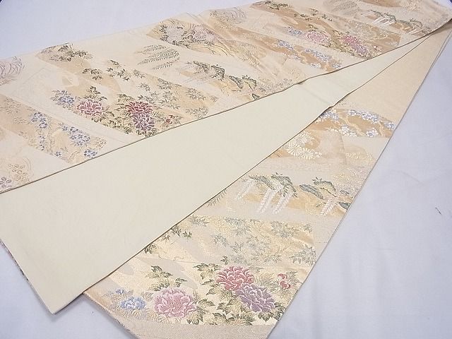 平和屋着物■六通柄袋帯 唐織 斜霞取桃山薫香 金糸 逸品 CAAF8624th