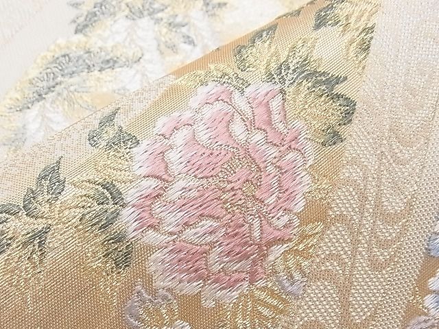 平和屋着物■六通柄袋帯 唐織 斜霞取桃山薫香 金糸 逸品 CAAF8624th