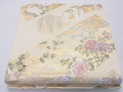 平和屋着物■六通柄袋帯 唐織 斜霞取桃山薫香 金糸 逸品 CAAF8624th