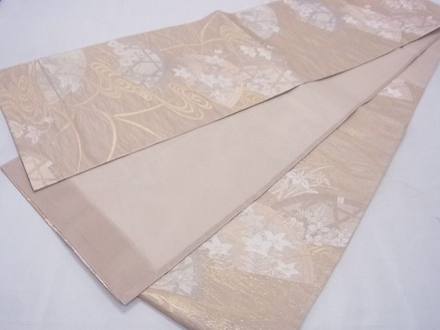 平和屋着物■夏物 六通柄袋帯 流水籬秋草文 金銀糸 逸品 CAAF8526th