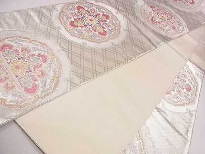 平和屋着物◎六通柄袋帯 雪輪正倉院花文 金銀糸 逸品 CAAG1844eg