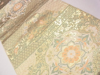 平和屋着物◎六通柄袋帯 横段正倉院花文 金糸 逸品 CAAG1873eg