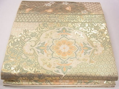平和屋着物◎六通柄袋帯 横段正倉院花文 金糸 逸品 CAAG1873eg