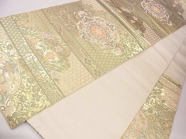 平和屋着物◎六通柄袋帯 横段正倉院花文 金糸 逸品 CAAG1873eg