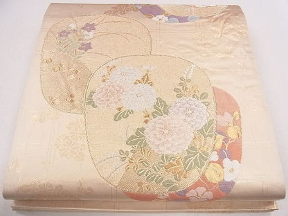 平和屋着物◎六通柄袋帯 唐織 草花文 金糸 逸品 CAAG1890eg