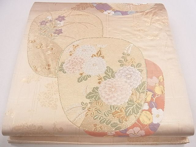 平和屋着物◎六通柄袋帯 唐織 草花文 金糸 逸品 CAAG1890eg