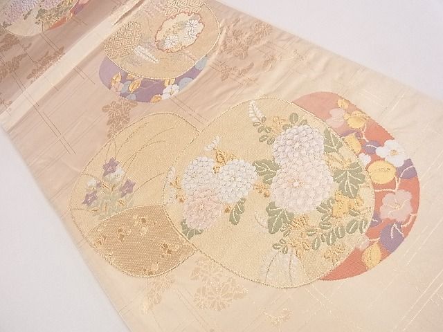平和屋着物◎六通柄袋帯 唐織 草花文 金糸 逸品 CAAG1890eg
