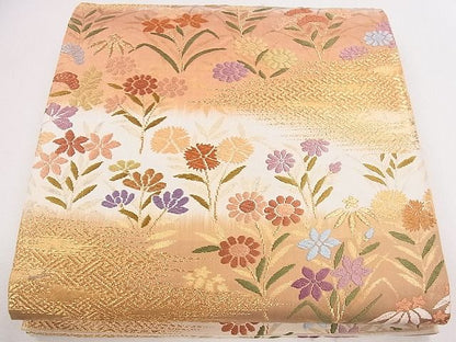 平和屋着物◎六通柄袋帯 唐織 秋草霞紋 金糸 逸品 CAAG1892eg