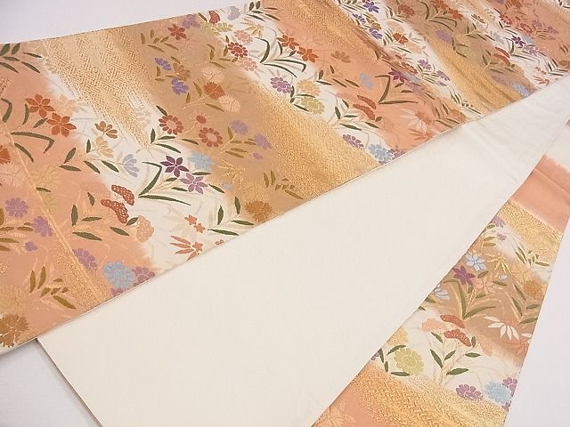 平和屋着物◎六通柄袋帯 唐織 秋草霞紋 金糸 逸品 CAAG1892eg