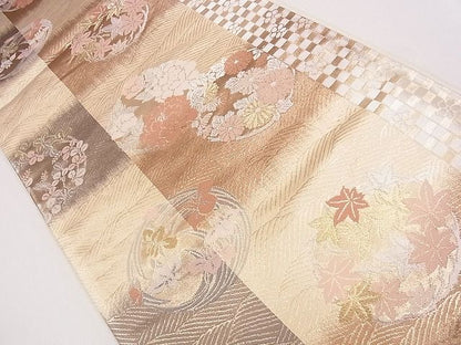 平和屋着物◎六通柄袋帯 草花丸文 金銀糸 逸品 CAAG1893eg