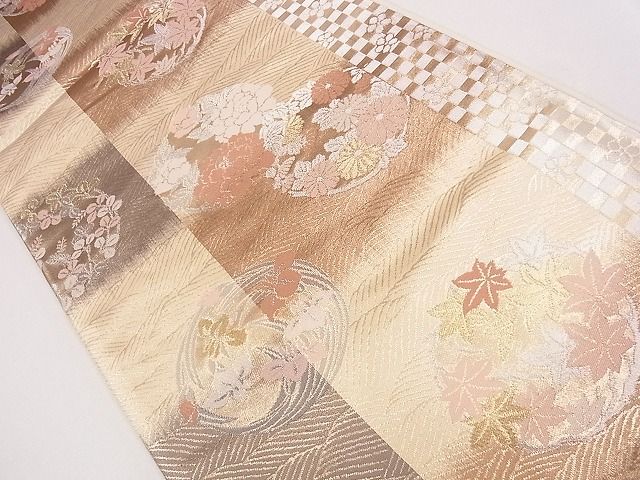 平和屋着物◎六通柄袋帯 草花丸文 金銀糸 逸品 CAAG1893eg