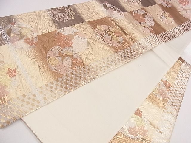 平和屋着物◎六通柄袋帯 草花丸文 金銀糸 逸品 CAAG1893eg
