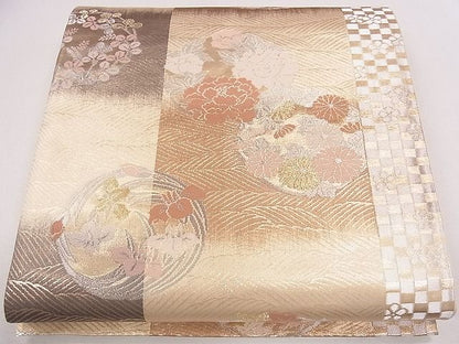 平和屋着物◎六通柄袋帯 草花丸文 金銀糸 逸品 CAAG1893eg