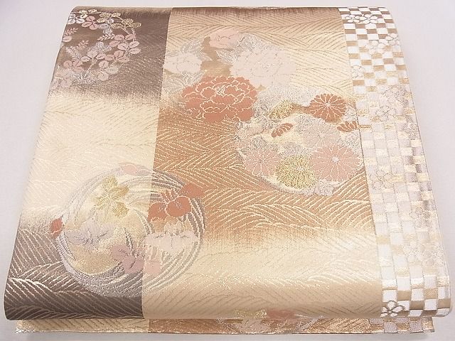 平和屋着物◎六通柄袋帯 草花丸文 金銀糸 逸品 CAAG1893eg