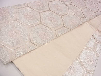 平和屋着物◎六通柄袋帯 正倉院亀甲花文 銀糸 逸品 CAAG1917eg