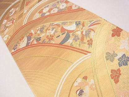 平和屋着物◎六通柄袋帯　唐織　流水花鳥文　金糸　逸品　CAAG1927eg