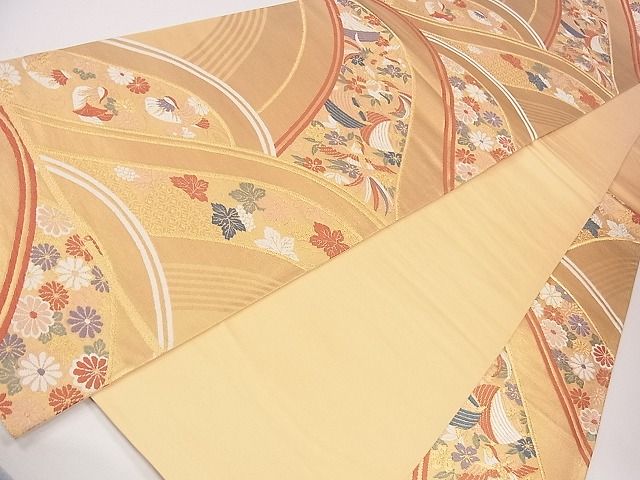平和屋着物◎六通柄袋帯　唐織　流水花鳥文　金糸　逸品　CAAG1927eg
