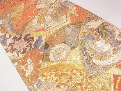 平和屋着物◎佐賀錦 六通柄袋帯 扇面唐花紋 金糸 逸品 CAAG1944eg