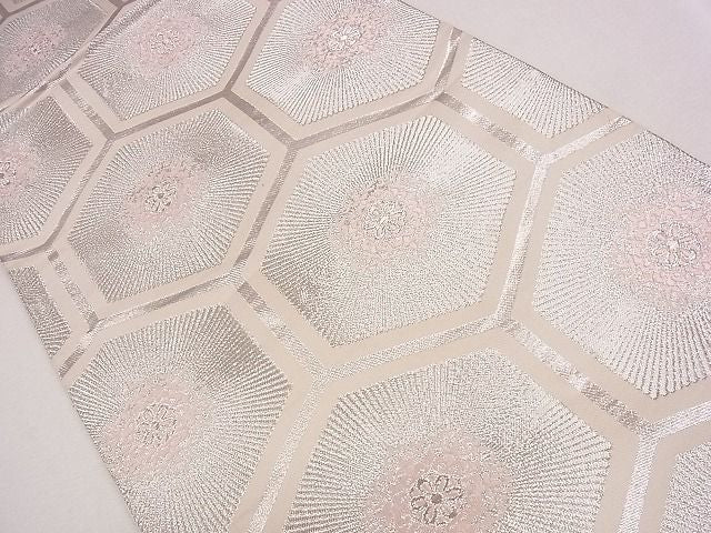 平和屋着物◎六通柄袋帯 正倉院亀甲花文 銀糸 逸品 CAAG1917eg