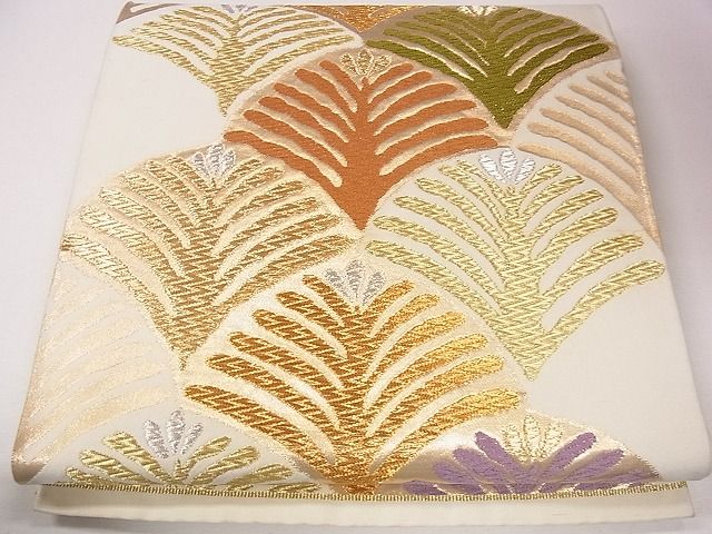 平和屋着物◎六通柄袋帯 唐織 松葉文 金銀糸 逸品 CAAG1957eg