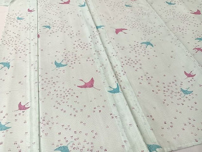 平和屋着物■夏物　小紋　絽　飛鶴文　洗える着物　AAAJ0660Bph