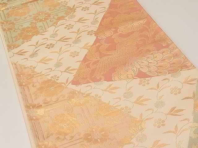 平和屋着物◎六通柄袋帯 裂張唐鳥紋 金糸 逸品 CAAF2835ca