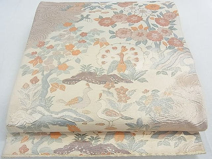平和屋着物◎佐賀錦 六通柄袋帯 花鳥文 金糸 逸品 DAAG1014we