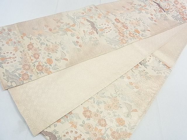 平和屋着物◎佐賀錦 六通柄袋帯 花鳥文 金糸 逸品 DAAG1014we