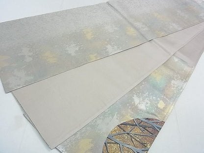 平和屋着物◎太鼓柄袋帯 手描き 木立 金銀彩 逸品 DAAG1027we