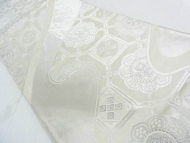 平和屋着物◎六通柄袋帯 蜀江花文 銀糸 逸品 DAAG1023we