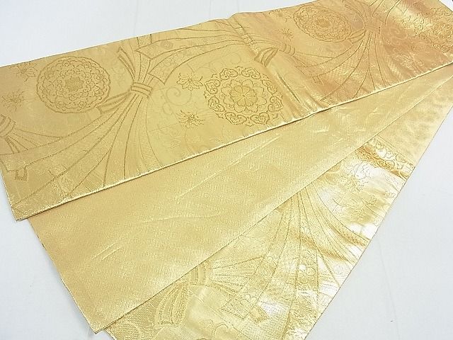 平和屋着物◎佐賀錦 六通柄袋帯 束ね熨斗花文 金糸 逸品 DAAG1047we