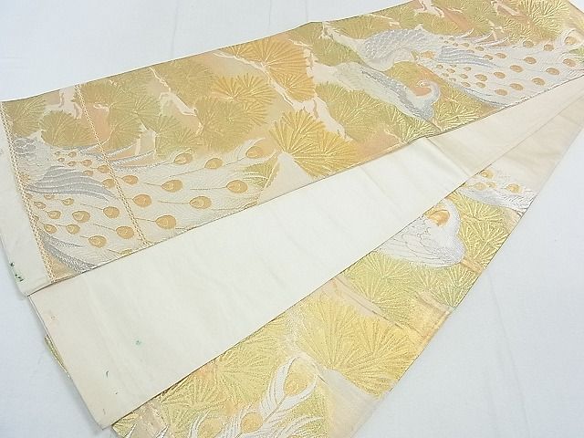 平和屋着物◎六通柄袋帯 孔雀松文 金銀糸 逸品 DAAG1044we