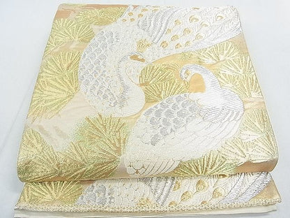 平和屋着物◎六通柄袋帯 孔雀松文 金銀糸 逸品 DAAG1044we