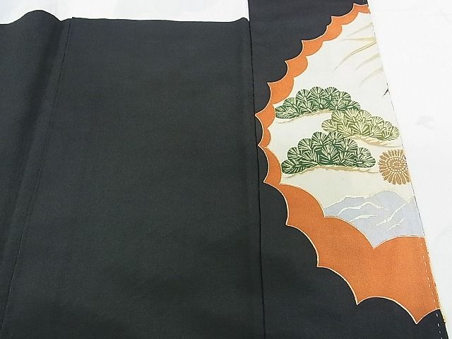 平和屋着物■豪華黒留袖　駒刺繍　雲取り花車文　金彩　逸品　DAAG1090we