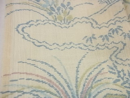 平和屋着物■夏物　小紋　紗　流水草花文　洗える着物　DAAF4646ud