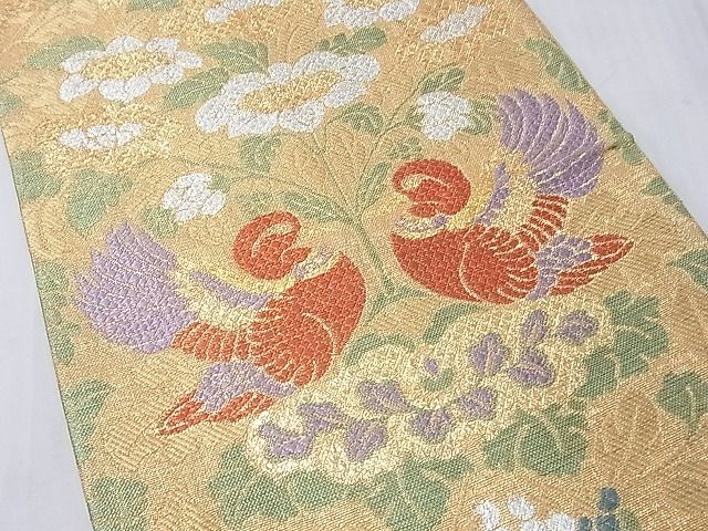 平和屋着物■六通柄袋帯 向かい鳥花文 金銀糸 逸品 CAAF8693th