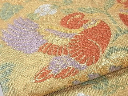 平和屋着物■六通柄袋帯 向かい鳥花文 金銀糸 逸品 CAAF8693th